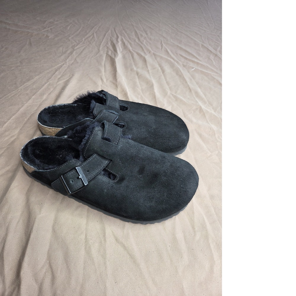 Mens Birkenstock Boston Shearling Insulated Clog Black Suede EU 41 US 8